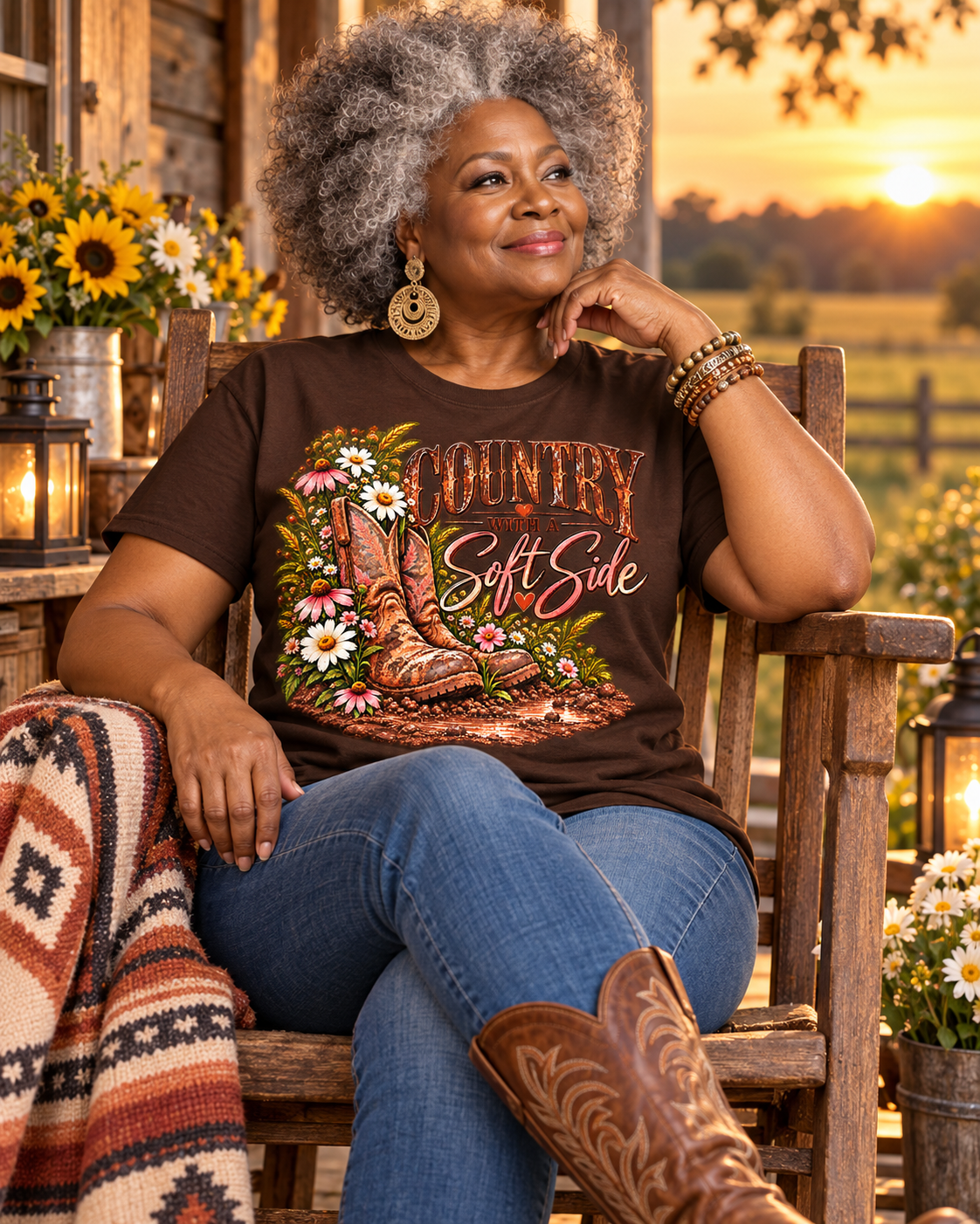 Country Girl With a Soft Side — Port & Company PC61 — Dark Brown — Front Lifestyle