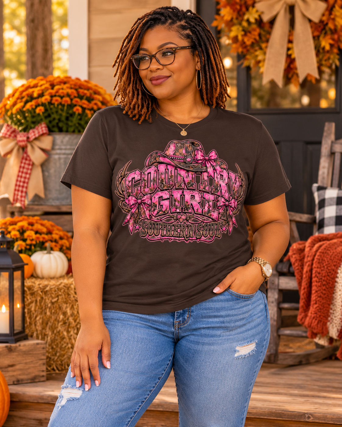 Country Girl Southern Soul — Port & Company PC61 Dark Chocolate Brown — Same-model blank back