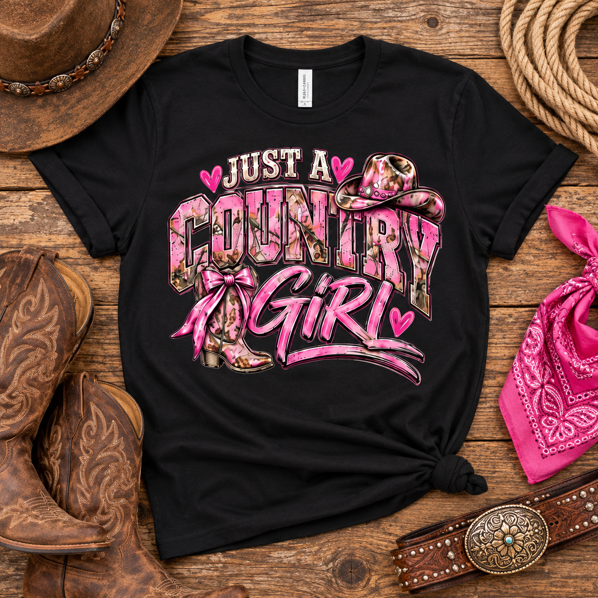 Just a Country Girl — Bella+Canvas 3001C Black — Natural flat front