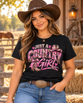 Just a Country Girl — Gildan Softstyle 64000 Black — Front lifestyle