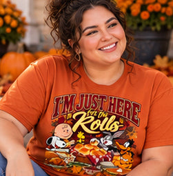 I'm Just Here for the Rolls — Comfort Colors 1717 — Texas Orange — Front Lifestyle