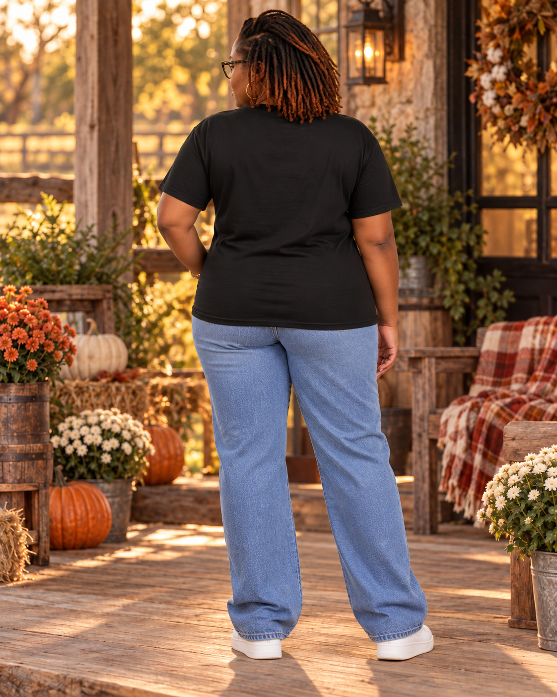 Gildan Softstyle 64000 Black tee — blank back view