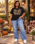 Wildly Southern graphic tee — Gildan Softstyle 64000 Black front lifestyle