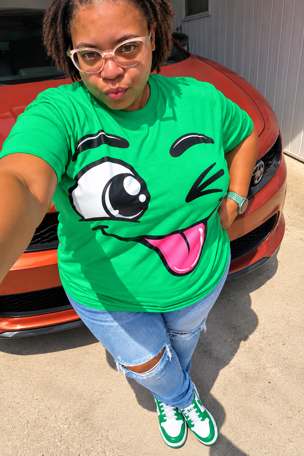 Wink & Smile Oversized Graphic Tee